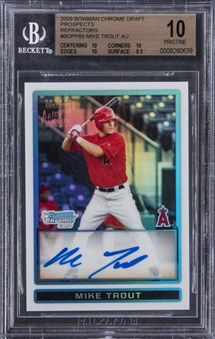 2009 Bowman Chrome Draft Prospects Refractors #BDPP89 Mike Trout Signed 1st Bowman Card (#210/500) - BGS  PRISTINE 10/BGS 10
